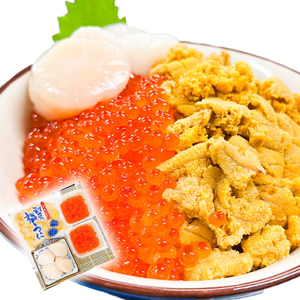 御膳の達人】北海道産にこだわったウニいくら丼 計240g +ホタテトッピング